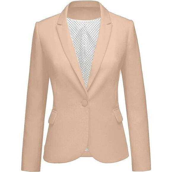 Women's Long Sleeve Formal Blazer Jacket Khaki - Picture 1 of 4